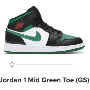Jordan 1 Mid Green Toe (GS)